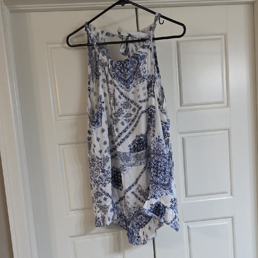 Maurices Blue and White Patterned Top